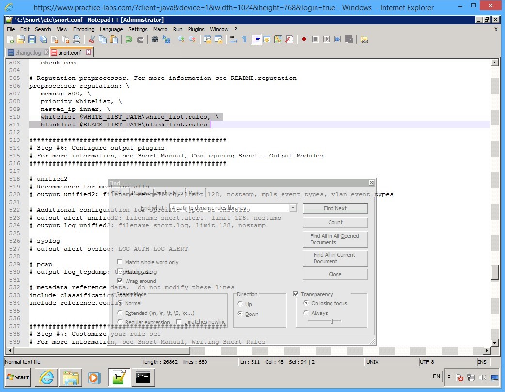 Practice Labs screenshot.